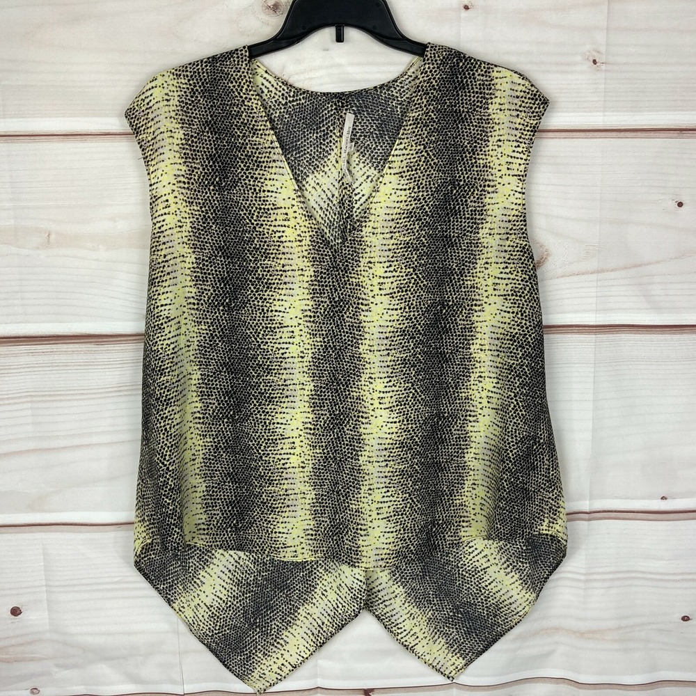 Rachel Rachel Roy Top Womens L Chevron Sleeveless Hi-Low V-Neck Blouse Pullover